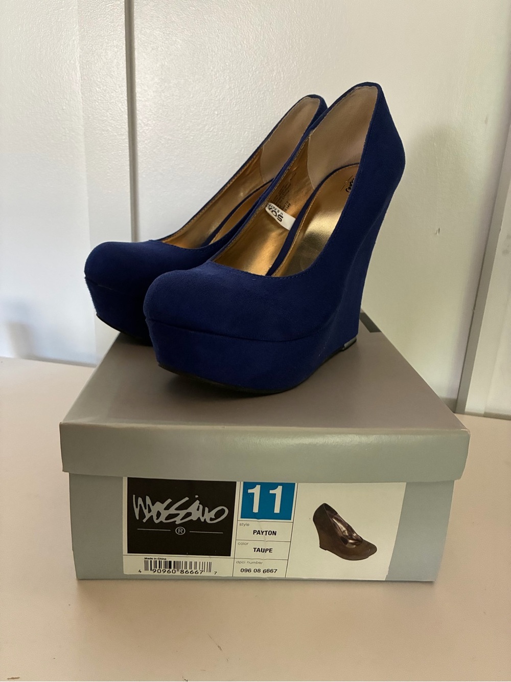 Mossimo Royal Blue Suede Platform Wedge Pumps